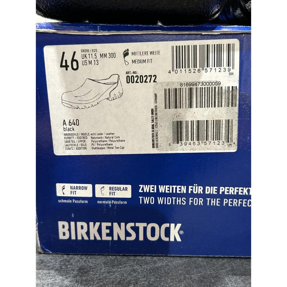 Birkenstock A 640 Polyurethane Black EU 46 US M 13 Mens